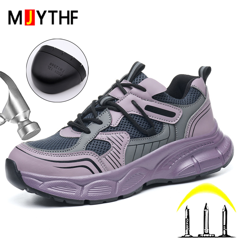 Sneakers Care - 安全靴女性用ワークスニーカースチールトゥシューズ軽量快適ワークシューズ耐パンク保護靴セキュリティブーツ