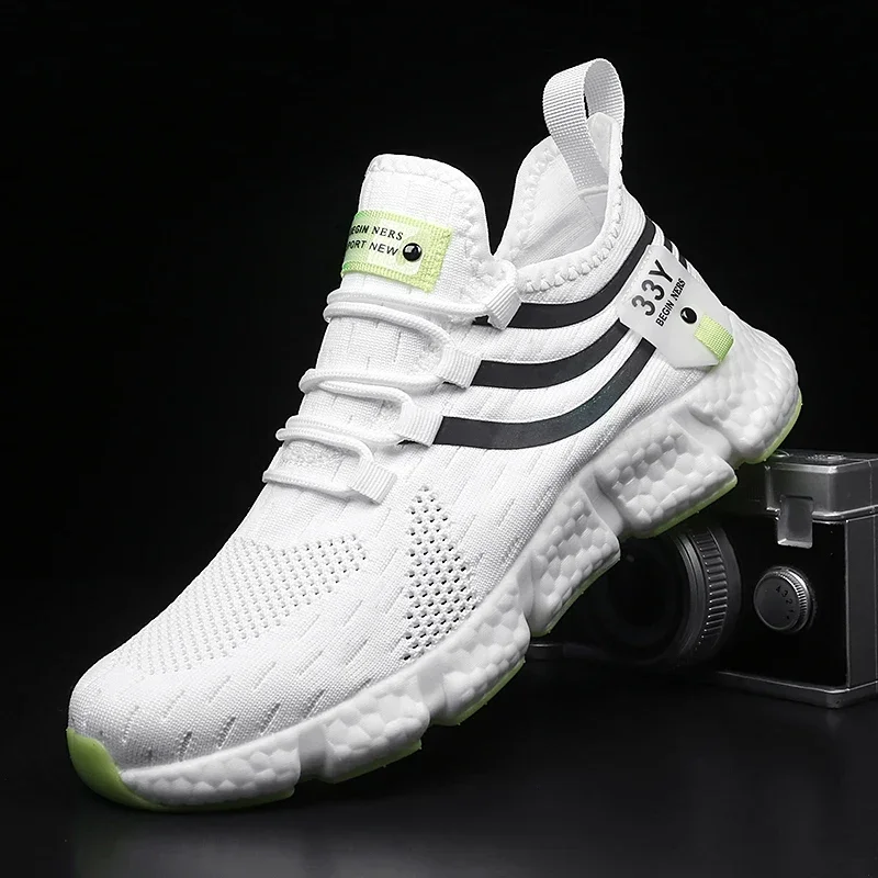 White Sneaker Care Kit - 男性用の通気性メッシュのランニングシューズ,クラシックな滑り止めスポーツシューズ,カジュアル,ホワイト,テニス,男性用
