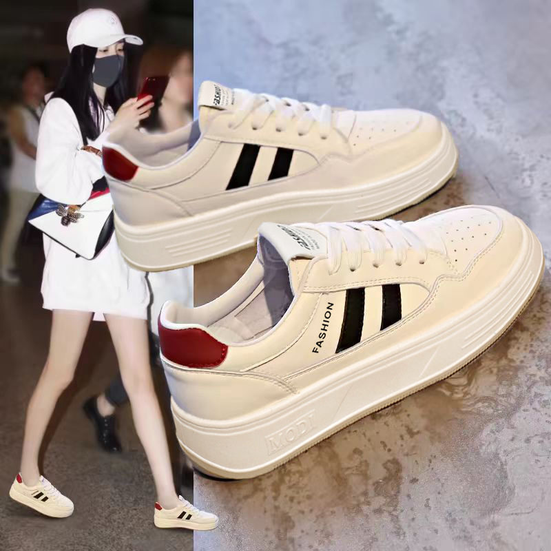 White Sneaker Care Kit - レディーススポーツ身長アップスニーカー送料無料軽量通気性ホワイトプラットフォームウォーキングシューズ女性用日常アウトドア