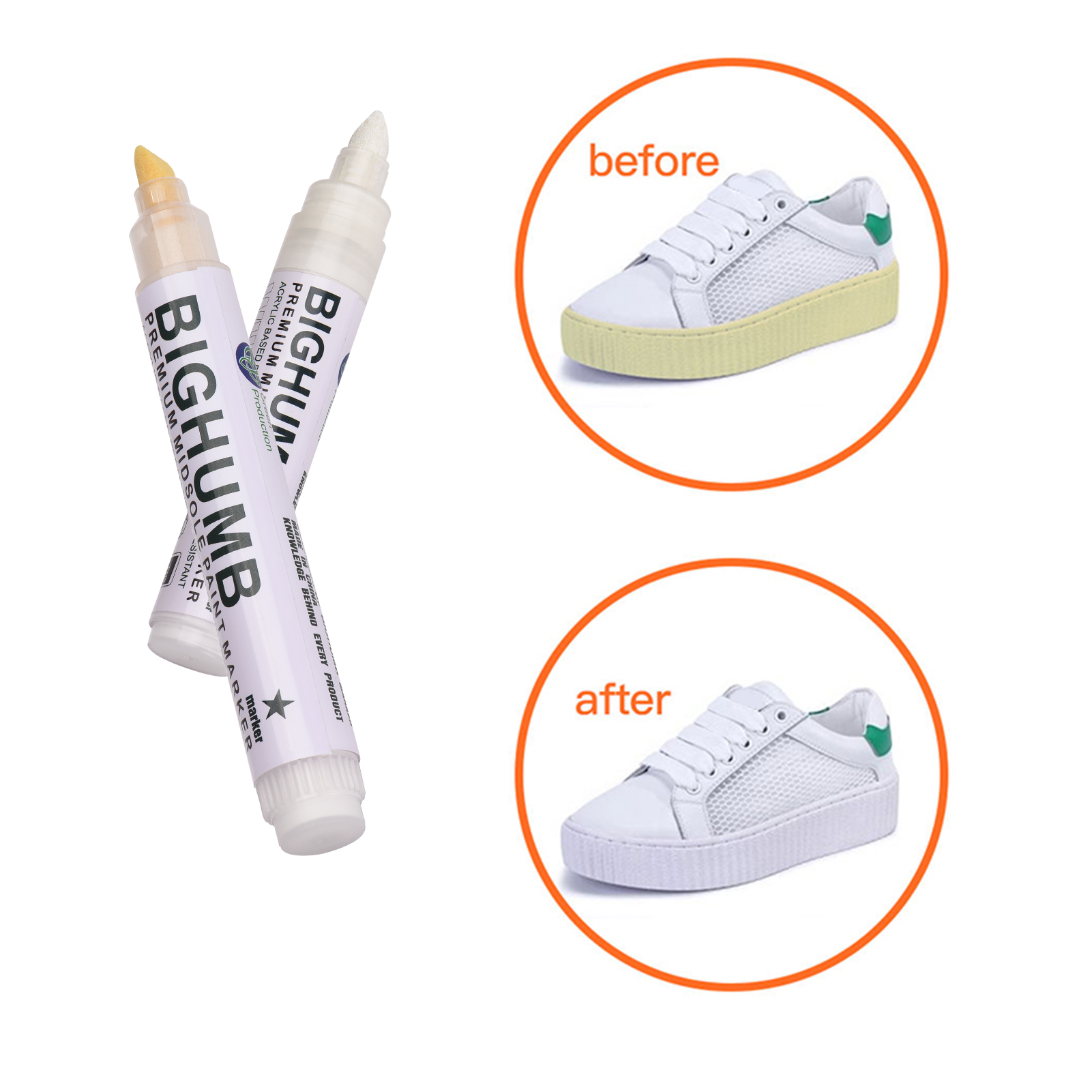 Sneaker Care Cleaning Kit - ペン BIGTHUMB プレミアムミッドソールペイントマーカー スニーカーリニューアルリペアペン スポーツシューズホワイトニングペン 速乾性ポータブルシューズクリーナー