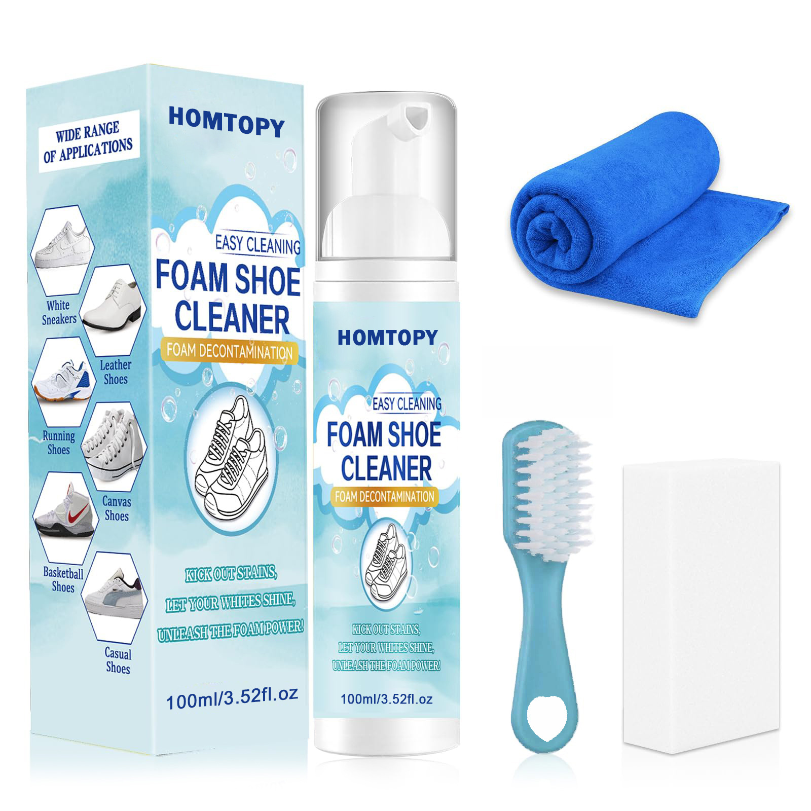 Sneaker Care Cleaning Kit - 靴クリーニングキット、スニーカークリーナー、汚れや汚れを除去、ブラシとタオル付き、白い靴、レザー、ニット、PU用の靴クリーナー