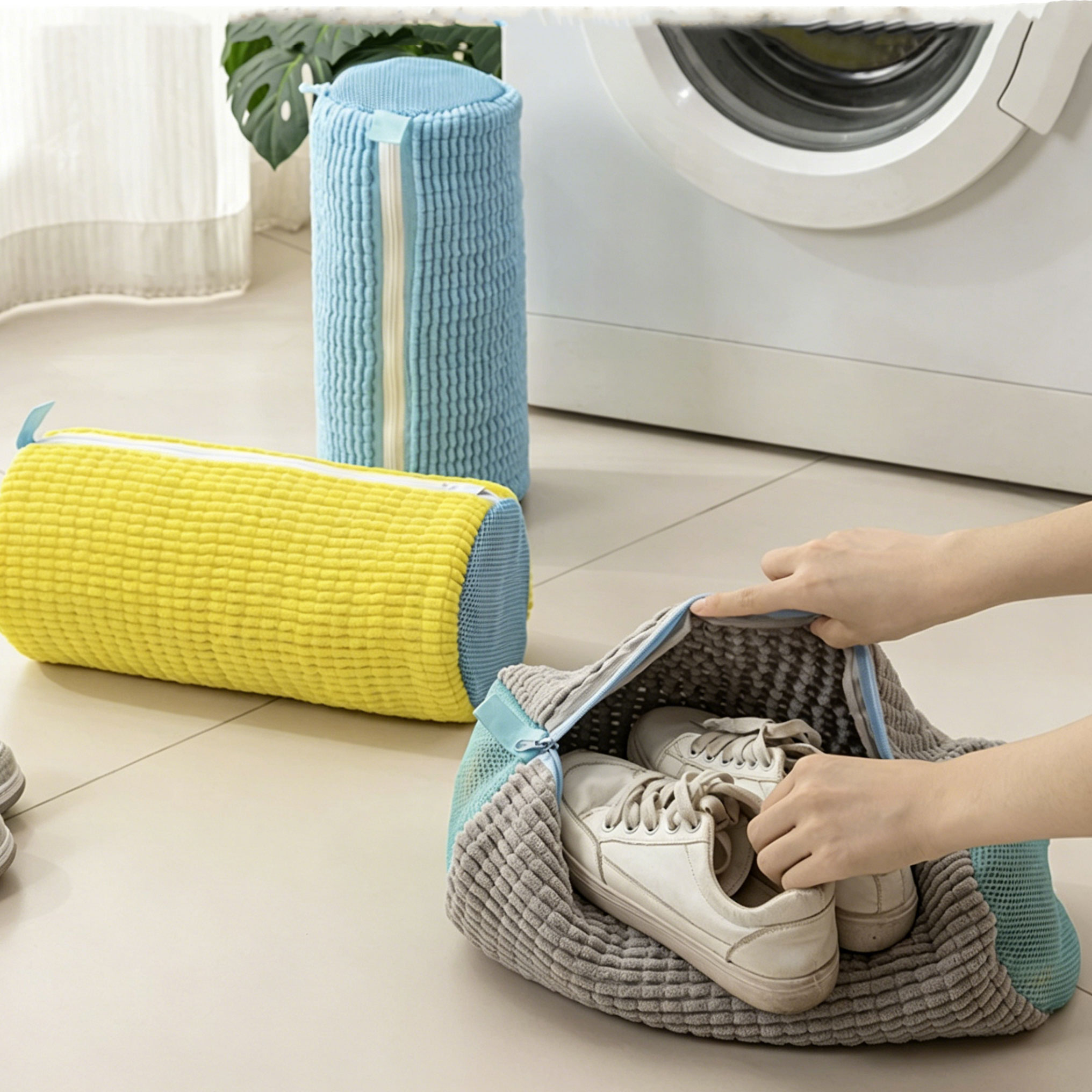 耐久性のある靴洗い用洗濯ネット（全種類の靴に対応）-黄色に青 - Sneaker Care Cleaning Kit のレビューと価格